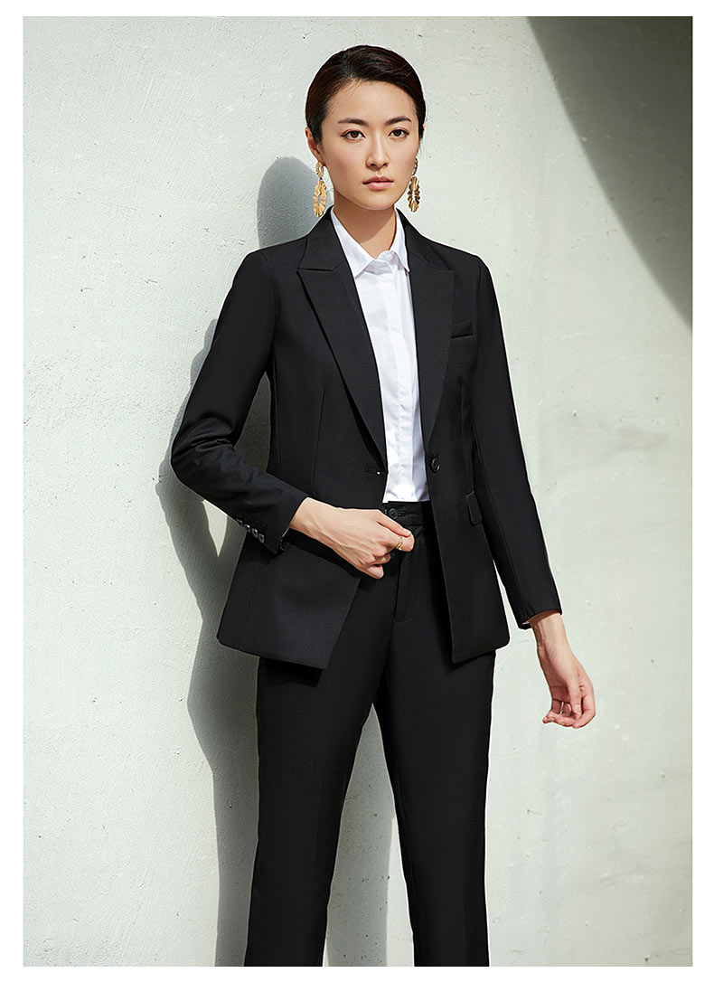 女士黑色一粒扣西服定做款式圖